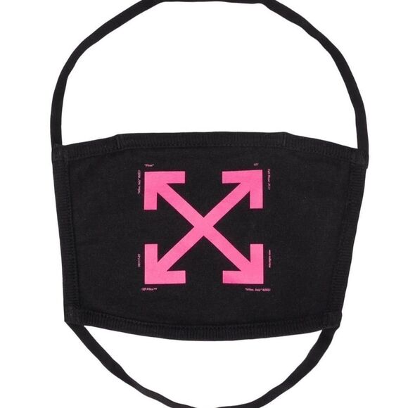 Off-White Black Fuchsia Pink Arrow Motif Unisex Mask NWT - Picture 2 of 16